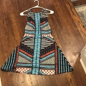 Tribal print high neck skater dress